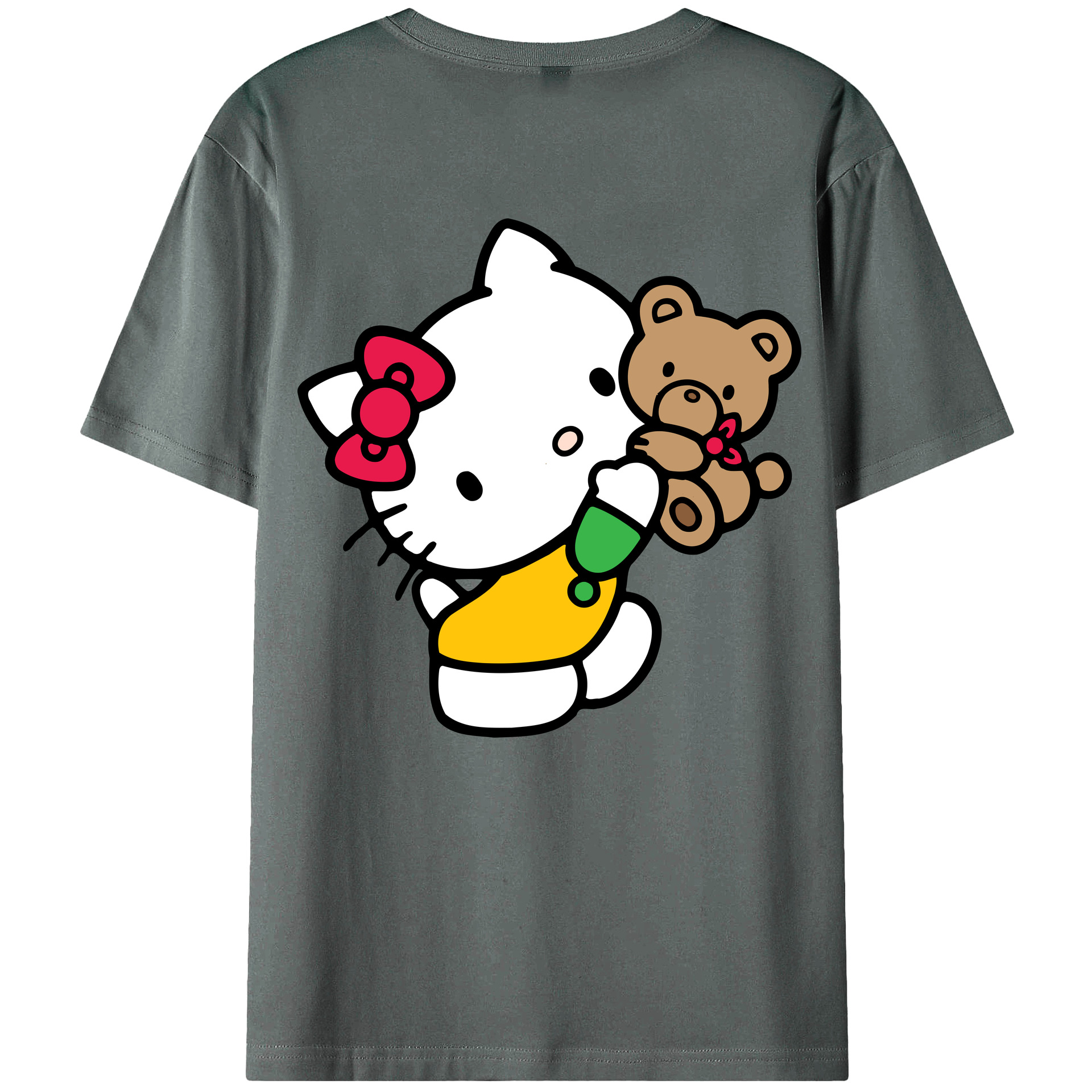（画像用） Hello Kitty ハローキティ 綿100％ メンズ半袖Tシャツ（バックプリント） 通気性